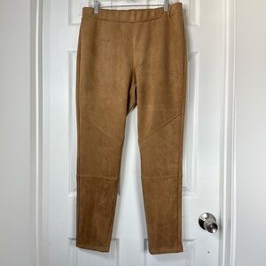 Philosophy Tan Faux Suede High Rise Pull On Leggings Large